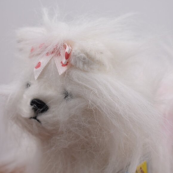 GANZ Webkinz Lil' Kinz White Yorkie Puppy Dog Plush Toy Long Hair Bow with Code - Picture 2 of 9